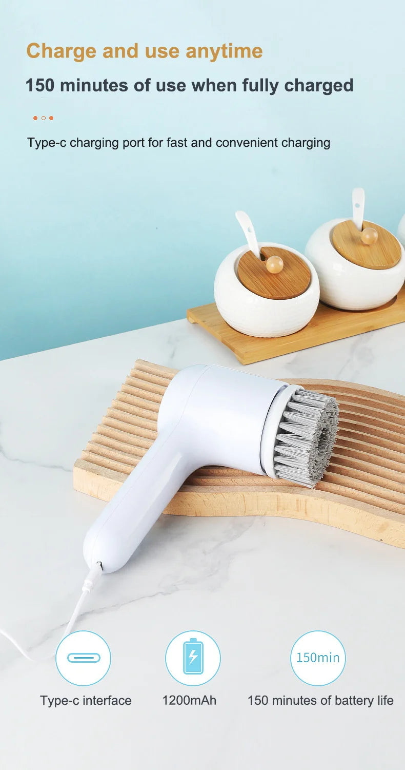 Rechargeable Electric Cleaning Brush for Kitchen and Bathroom Surfaces by Valenic