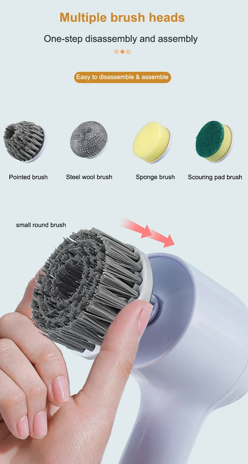 Rechargeable Electric Cleaning Brush for Kitchen and Bathroom Surfaces by Valenic